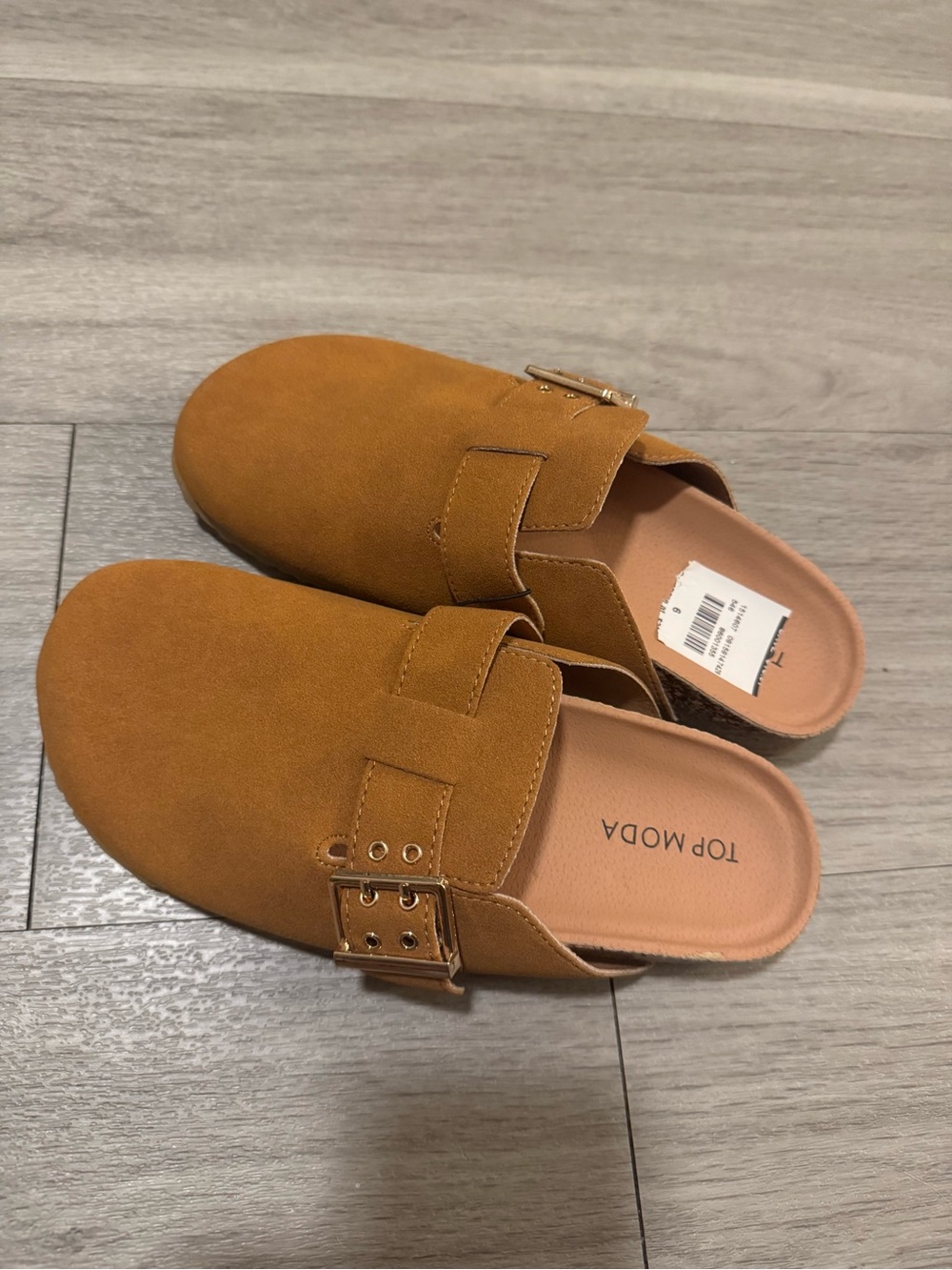 TOP Moda Tan Suede Slip-On Mules